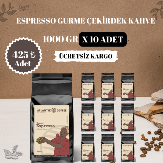 Atlantik Espresso Gurme Çekirdek Kahve 10 X 1000GR